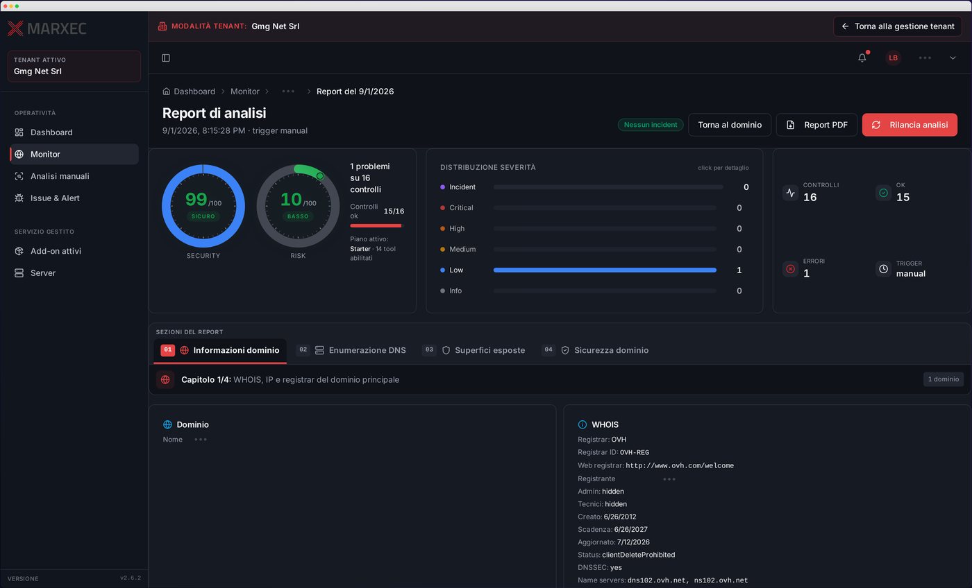 Report di analisi con distribuzione delle severità